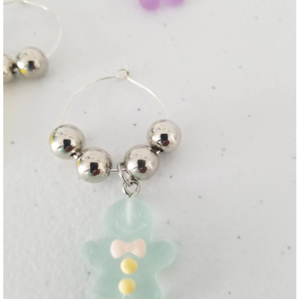 5Pcs Gingerbread Man Wine Markers Barware Glass Charms Drink Trackers